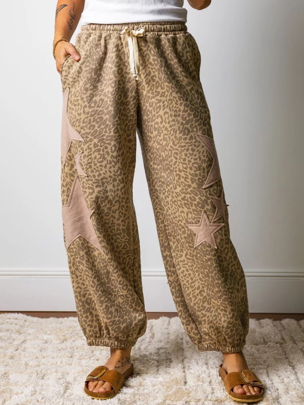 Leopard Star Patch Loose Pants